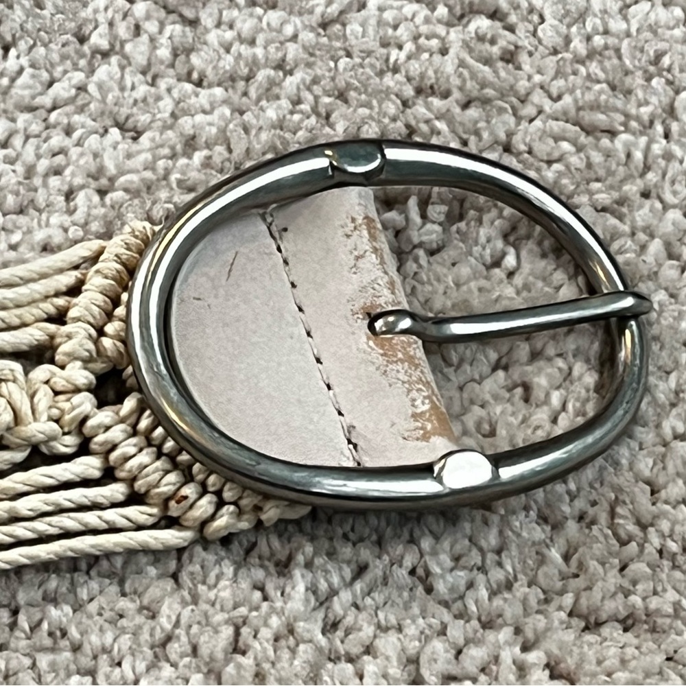 Vintage Macarame Belt Oval Metal Buckle Cotton Cord Boho Hippie Retro 39" Long - Picture 5 of 8